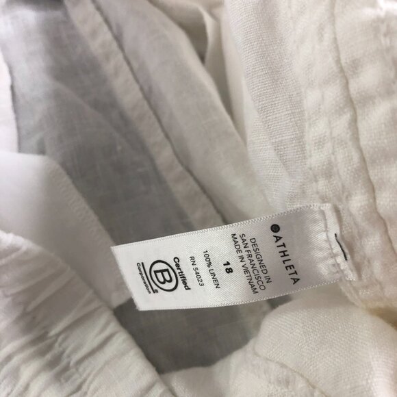 Athleta Jogger Womens Size 18 White Cabo Linen Zip Pockets Elastic Waist Beach - Picture 5 of 11